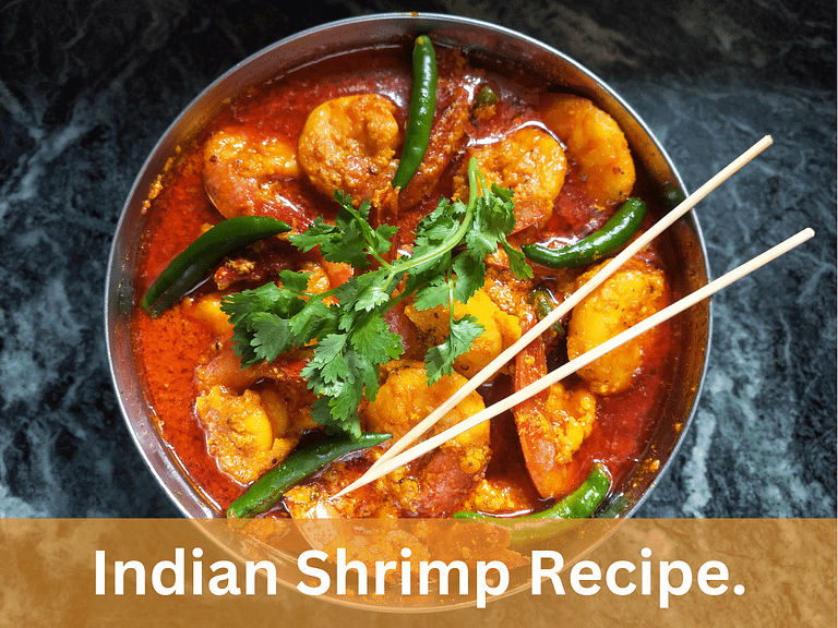 indian shrimp curry in a bowl.