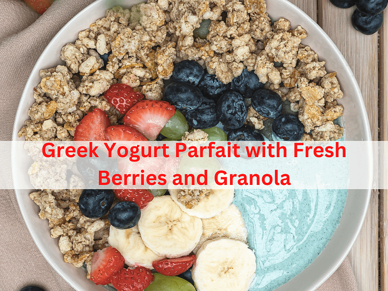A white bowl full of granola yogurt and berries